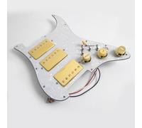 Guitar Prewired Loaded Pickguard Set for Fender ST HHH Loaded Pickguard,Alnico 5 Humbucker Pickups with Coil Split, Compatible with Pickups Set, Complete Wiring Harness Upgrade Kit (White Pearl-A)