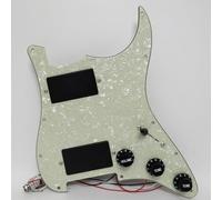 Guitar Prewired Loaded Pickguard Set For Fender Strat, Compatible with EMG-Style Active Humbucker Systems, Active 81/85 Pickups - High Output Ceramic & Alnico V, Solderless Wiring, Vintage Green Pearl