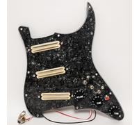 Guitar Prewired Loaded Pickguard Set For Fender Stratocaster with 3 Dual Rail Mini Humbucker Pickups, Coil Split Switches, Enhancement Switch, Pots (Black pearl)