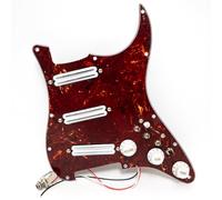 Guitar Prewired Loaded Pickguard Set For Fender Stratocaster with 3 Dual Rail Mini Humbucker Pickups, Coil Split Switches, Enhancement Switch, Pots (Red)