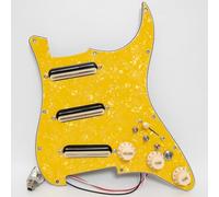 Guitar Prewired Loaded Pickguard Set For Fender Stratocaster with 3 Dual Rail Mini Humbucker Pickups, Coil Split Switches, Enhancement Switch, Pots (Vintage Green Pearl)