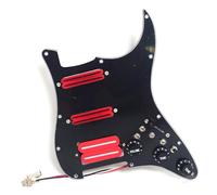 Guitar Prewired Loaded Pickguard Set,For Strat Guitar Prewired Pickguard with Coil Splittin Humbucker Pickups Set for USA/Mexico Strat Electric Guitar Replacement Parts (Black)