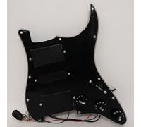 Guitar Prewired Loaded Pickguard Set HSH Active Pickups for Fender Strat Guitar Compatible with EMG Style Active Humbucker System,81/85 Style Pickups Solderless Wiring Upgraded Guitar Kit (Black)