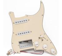 Guitar Prewired Loaded Strar Pickguard with Coil Splitting Alnico 5 Humbucker Pickups Set for Fender USA/Mexico Stratocaster Electric Guitars Replacement Parts (Beige)