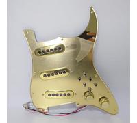 Guitar Prewired Pickguard, for ST Loaded 3 Mini Toggle 3 Phase Switch SSS Pickups Set USA/Mexico Electric Guitar Replacement Parts (Mirror Gold)