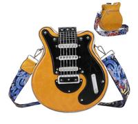 Guitar Purse Unique Chic PU Leather 11x4x12 In Zipper Closure Piano Shoulder Bag with Adjustable Strap Scratch-Resistant Crossbody Bag Yellow, Crossbody Bag