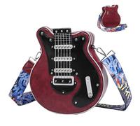 Guitar Purse Unique Chic PU Leather 11x4x12 In Zipper Closure Piano Shoulder Bag with Adjustable Strap Scratch-Resistant Crossbody Bag for Girls and Women Gift (Wine Red) Guitar Shaped