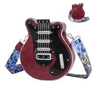 Guitar Purse Unique Chic PU Leather 11x4x12 In Zipper Closure Piano Shoulder Bag with Adjustable Strap Scratch-Resistant Crossbody Bag Wine Red, Crossbody Bag
