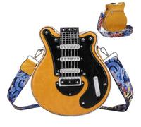 Guitar Purse Unique Chic PU Leather 11x4x12 in Zipper Closure Piano Shoulder Bag with Adjustable Strap Scratch-Resistant Crossbody Bag for Girls and Women Gift (Yellow)