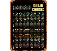Guitar Quotes Guitar Chords Metal Tin Sign Poster Vintage Art Wall Decor 12 x 8 inch