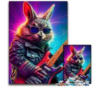 Guitar Rabbit Jigsaw Puzzles for Adults, 1000 Piece Wooden Jigsaw Puzzles for Adults for Holidays, Birthdays, And Family Game Nights 50x75CM/19.68x29.52inch