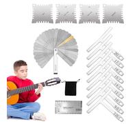 Guitar Radius Gauge, Luthier Measuring Tool, Notched String Action Ruler, Precision Fretboard Setup Stainless Steel, Guitar and Bass Maintenance, 230g Stainless Steel