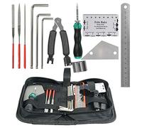 Guitar Repair Kit Complete Maintenance Tool Set for Electric Acoustic Guitars Including Fret Files Nut Files Lemon Oil Microfiber Cloths Caliper