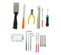 Guitar Repair Tool Set, Fret Sharpening File and Cleaning Brush Kit with Protection Gasket, Hex Wrench and Ruler for String Replacement and Action Adjustment