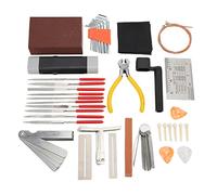 Guitar Repair Tool Set, Universal Guitar Maintenance Kit with Bridge Pin Puller, String Winder, Fret Files and Radius Gauges for Acoustic Electric Bass Banjo