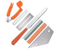 Guitar Repairing & Luthier Tools, Guitar Fret Crowning File, 3 in 1 Guitar String Winder Cutter Pin Puller, Stainless Steel Fret Rocker and Fingerboard Guards Protectors, 2 Grinding Stones (Orange)