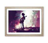 Guitar Rock Band Vol.3 Framed Print | A2 Oak Framed Wall Art | Ready to Hang | Modern Music Picture | Living Room Bedroom Lounge Office
