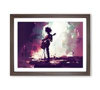 Guitar Rock Band Vol.3 Framed Print | A3 Walnut Framed Wall Art | Ready to Hang | Modern Music Picture | Living Room Bedroom Lounge Office