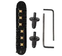 Guitar Roller Saddle Bridge, Aluminium Alloy Black, 6 String Electric Guitar Tune Tailpiece Replacement - Enhances Tuning Stability, Adjustable String Spacing, Easy Installation