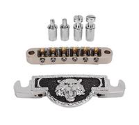 Guitar Roller Saddle Bridge Metal Tiger Silver Guitar Bridge Replacement Electric Guitar Stability Increase Tiger Pattern Metal Bridge Silver Color