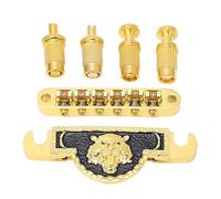 Guitar Roller Saddle Bridge Tailpiece, Metal Zinc Alloy 6mm Silver, Lion Pattern for - Reduced Friction, Adjustable Brass Saddles, Enhanced Playability (Golden)