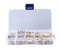 Guitar Screw Kit Bridge Screw Spring Assortment, Metal Instrument Accessory for Repair Maintenance, Premium Guitar Screw Set with Various Sizes, Includes 50 x Selector Switch Screw (Gold)