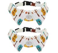 Guitar Seamless Pattern Cowboy Style Dog Collar Bowtie, Comfortable Adjustable Dog Bow Tie Collar for Small Boys and Girls Pets