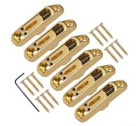 Guitar Setup Essentials 6 Pcs Individual Bridge Saddles Tailpiece for Electric Guitars with Installation Kit (Gold)