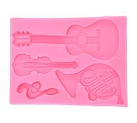 Guitar Shape Fondant Mold, Silicone Musical Candy Molds Pink Chocolate Mold Guitar Ice Tray Music Notes Mold Cupcake Topper 3D Chocolate Mould for Cake Baking Decoration