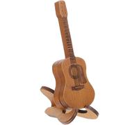 Guitar Shape Pick Case Holder Box for Bass Plectrums Brown | Wood Build, Easy Open Close Grooves, Carry Friendly, Includes Guitar Pick, Compact Brown Shape