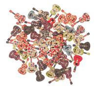 Guitar Shaped Wooden Buttons for DIY Craft, 50 Piece Vintage Sewing