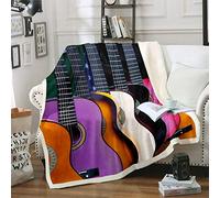 Guitar Sherpa Blanket Rock Music Themed Fleece Throw Blanket for Sofa Couch Bed Musical Pattern Decor Plush Blanket Guitar Instruments Print Warm Fuzzy Blanket Baby 30"x40"