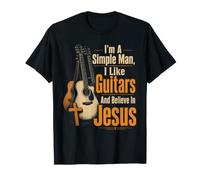 Guitar Simple Man I Like Guitars and Believe in Jesus Gift T-Shirt