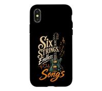 Guitar Six Strings Endless Songs Vintage Guitarist Gift Case for iPhone X/XS
