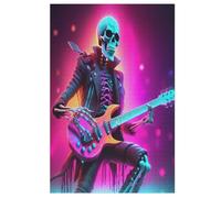 Guitar Skeleton Man 1000 Piece Jigsaw Puzzle- Brain Teaser Game for Adults & Children - Educational Activities Wooden Jigsaws 78×53cm