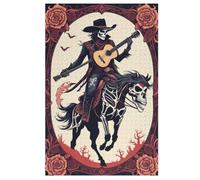 Guitar Skeleton Man Jigsaw Puzzles for Adults 1000 Piece Wooden Puzzle for Kids Challenging Game 78×53cm