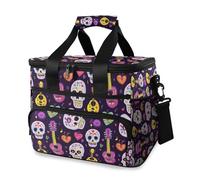 Guitar Skull Skeleton Cooler Bag Thermal Insulated Picnic Lunch Bag Box Large Cool Bag for Beach Picnic Camping Travel Men Women