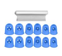 Guitar Slide Bar | Zinc Alloy with Finger Grooves & Round Tip | Includes 12 Silicone Finger Protectors for Guitar/Ukulele/Practice (Blue)