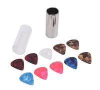 Guitar Slide Kit, Glass Slide Stainless Steel Slide 10 Picks Set, Seamless Borosilicate Glass Slide and Metal Slide with Storage Box for Guitar Bass Tuning