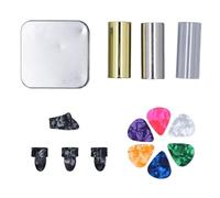 Guitar Slide Set Stainless Steel Acrylic Brass, Acoustic Guitar Replacement Parts Accessories - Stable Tone, Smooth Play, Complete Pick Variety for Bass and String Instruments