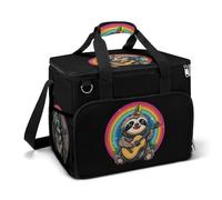 Guitar Sloth Rainbow Sloth Love Music Large Lunch Bag Soft Cooler Bag Insulated Thermal Bag Reusable Grocery Bags for Office Picnic Beach