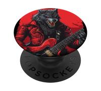 Guitar Solo by a Rocking Werewolf Under the Moon PopSockets Adhesive PopGrip