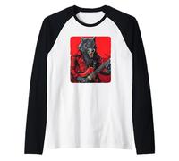 Guitar Solo by a Rocking Werewolf Under the Moon Raglan Baseball Tee