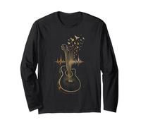 Guitar Sound Wave Birds Vintage Acoustic Guitarist Gift Long Sleeve T-Shirt