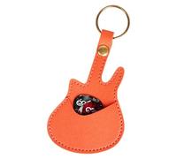 Guitar Stand Keychains,Guitar Pick Stand Box,Guitar Pick Stands with Keychain | Wear-resistant PU Music Instrument Accessories for Play, orange, Consulte la descripción, See description