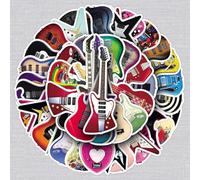 Guitar Stickers,Musical Instrument Graffiti Stickers,50Pcs Vinyl Waterproof Decals for Kids Teens,for Phone Laptop Water Bottles Skateboard Computer Phone Luggage Guitar Car Gifts