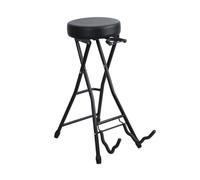 Guitar Stool, Drum Stool, Guitar Chair, Foldable Chair with Thickened Padding, Integrated Adjustable Guitar Stand and Hidden Hook, Portable Storage Solution Designed for Adults Black