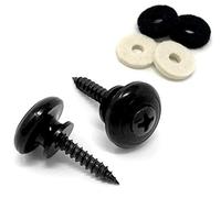 Guitar Strap Buttons Black Mushroom Head for Guitar & Bass (2) with Screws & Felt Washers | Universal Fit for Ibanez, ESP, Schecter, Jackson and more by VINTAGE FORGE | SB110-BLK