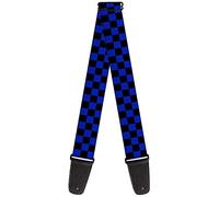 Guitar Strap Checker Black Neon Blue 2 Inches Wide