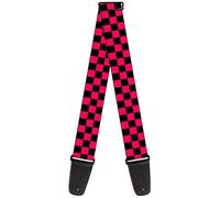 Guitar Strap Checker Black Neon Pink 2 Inches Wide